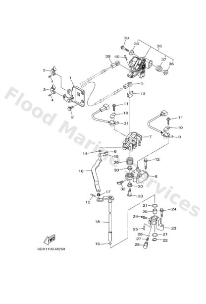 Genuine Yamaha 6DA441200100 - Handle gear shift assy - Supplied by Flood Marine