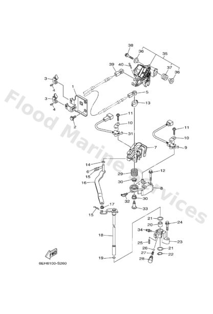 Genuine Yamaha 6DA441200200 - Handle gear shift assy - Supplied by Flood Marine