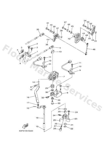 Genuine Yamaha 6DA441201200 - Handle gear shift assy - Supplied by Flood Marine