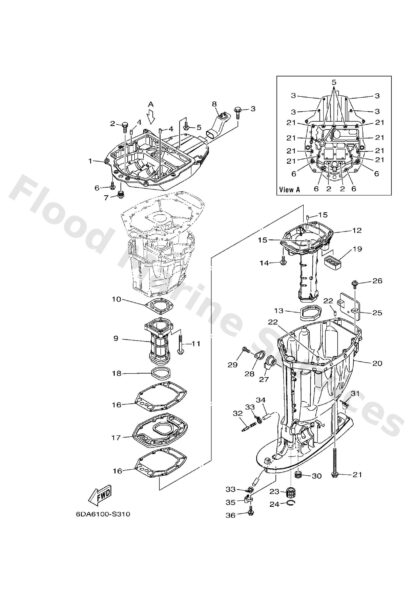 Genuine Yamaha 6DA4511100CE - Casing, upper - Supplied by Flood Marine