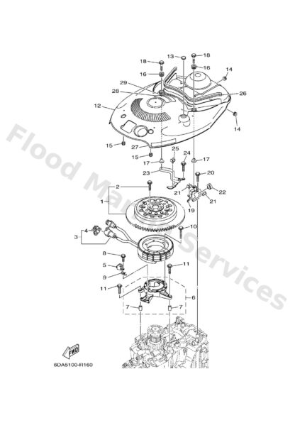 Genuine Yamaha 6DA813370100 - Cover, flywheel - Supplied by Flood Marine