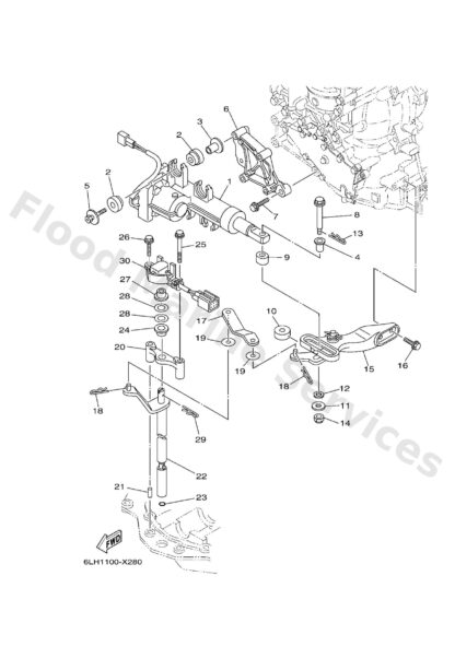Genuine Yamaha 6DV441200300 - Handle gear shift assy - Supplied by Flood Marine