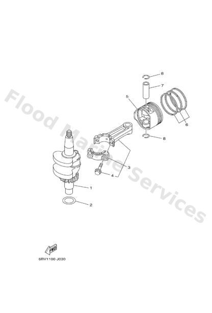 Genuine Yamaha 6EEE16040000 - Piston ring set (0 - Supplied by Flood Marine