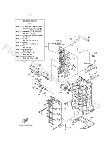 Genuine Yamaha 60CW009B079S - Cylinder block assy (6d8 brg) - Supplied by Flood Marine