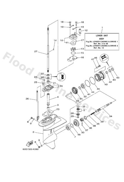 Genuine Yamaha 60SG5311004D - Casing, lower - Supplied by Flood Marine