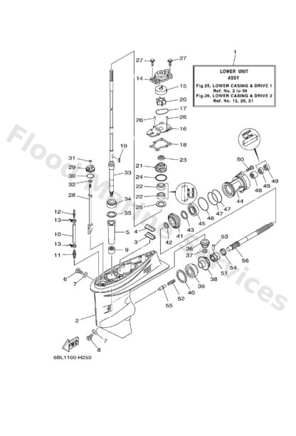 Genuine Yamaha 67C45301004D - Casing, lower - Supplied by Flood Marine