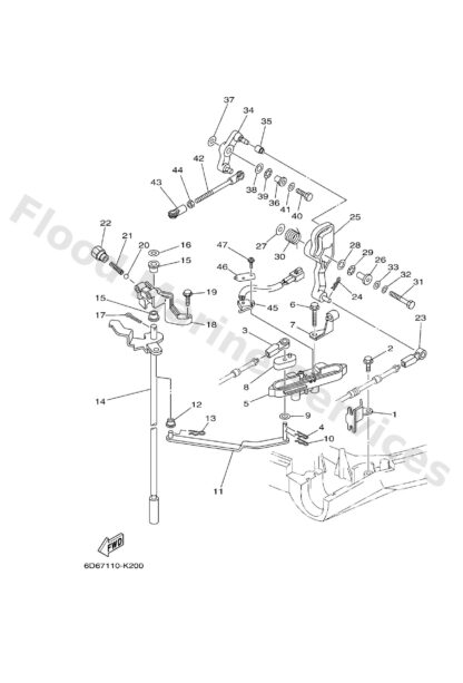 Genuine Yamaha 67F441201000 - Handle gear shift assy - Supplied by Flood Marine