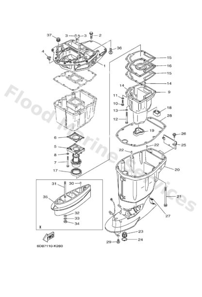 Genuine Yamaha 67F45111118D - Casing, upper - Supplied by Flood Marine