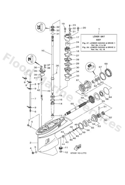Genuine Yamaha 67F45301008D - Casing, lower - Supplied by Flood Marine