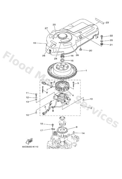 Genuine Yamaha 67F813370100 - Cover, flywheel - Supplied by Flood Marine