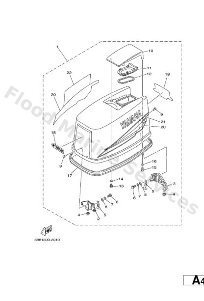 Genuine Yamaha 688426180000 - Air shroud, top cowling - Supplied by Flood Marine