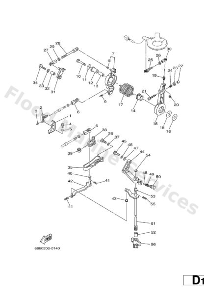 Genuine Yamaha 688441201200 - Handle gear shift assy - Supplied by Flood Marine