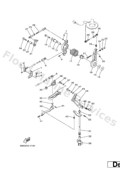 Genuine Yamaha 688441202200 - Handle gear shift assy - Supplied by Flood Marine