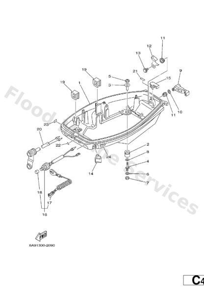 Genuine Yamaha 68942711044D - Cowling, bottom 1 - Supplied by Flood Marine