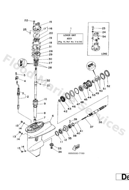 Genuine Yamaha 68945300064D - Lower unit assy - Supplied by Flood Marine