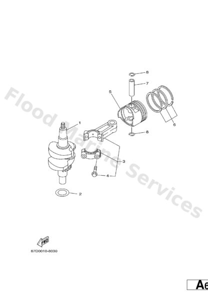 Genuine Yamaha 68DE16310096 - Piston (std) - Supplied by Flood Marine