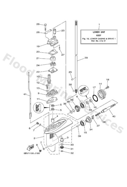 Genuine Yamaha 68DG5311004D - Casing, lower - Supplied by Flood Marine