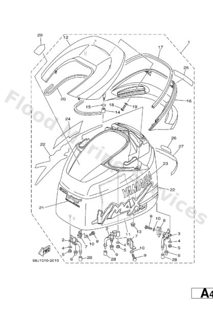 Genuine Yamaha 68J42677N000 - Graphic, front - Supplied by Flood Marine