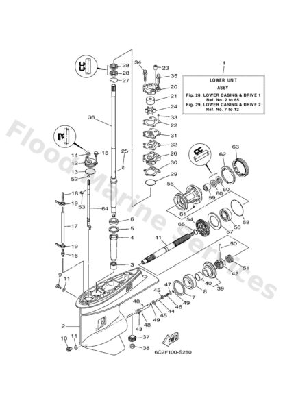 Genuine Yamaha 68S45300348D - Lower unit assy - Supplied by Flood Marine