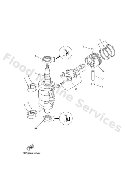 Genuine Yamaha 68T114161100 - Plane bearing, crankshaft 1 - Supplied by Flood Marine