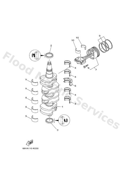 Genuine Yamaha 68V116561000 - Plane bearing, connecting rod - Supplied by Flood Marine