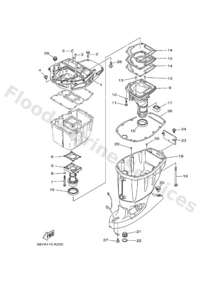 Genuine Yamaha 68V45111118D - Casing, upper - Supplied by Flood Marine