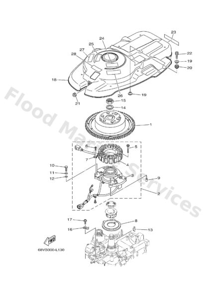 Genuine Yamaha 68V813370000 - Cover, flywheel - Supplied by Flood Marine