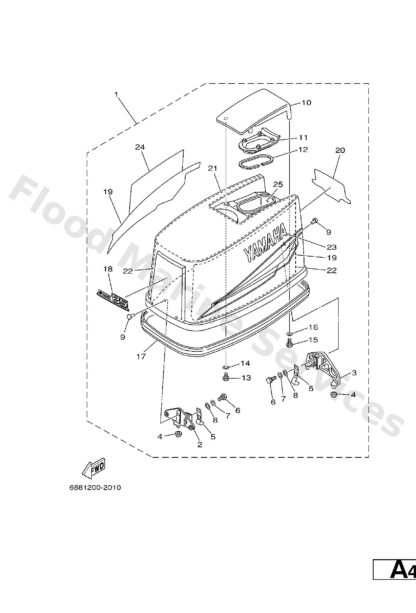 Genuine Yamaha 69242610404D - Top cowling assy - Supplied by Flood Marine