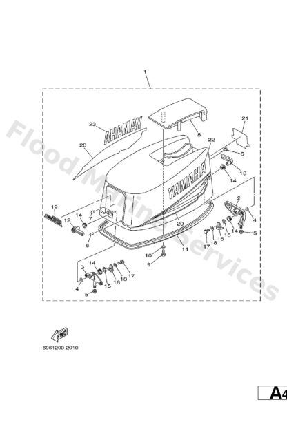 Genuine Yamaha 69742610404D - Top cowling assy - Supplied by Flood Marine