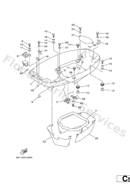 Genuine Yamaha 69742711024D - Cowling, bottom - Supplied by Flood Marine