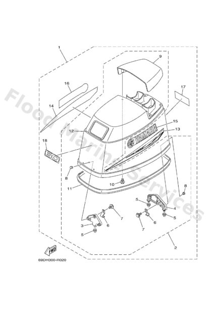 Genuine Yamaha 69D426103000 - Top cowling assy - Supplied by Flood Marine