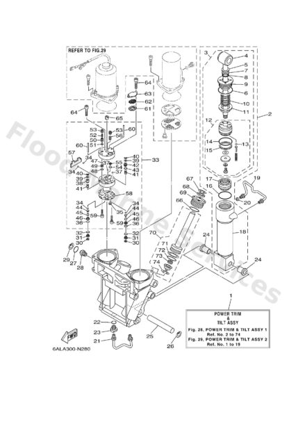 Genuine Yamaha 69J43800068D - Power trim & tilt assy - Supplied by Flood Marine