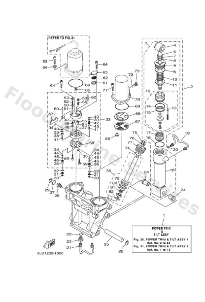 Genuine Yamaha 69J43800108D - Power trim & tilt assy - Supplied by Flood Marine