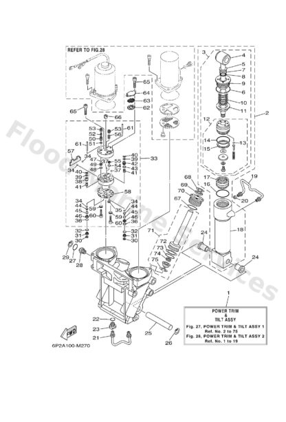 Genuine Yamaha 69J438200100 - Trim piston sub assy - Supplied by Flood Marine