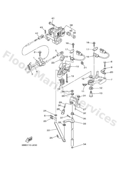 Genuine Yamaha 69J441200000 - Handle gear shift assy - Supplied by Flood Marine
