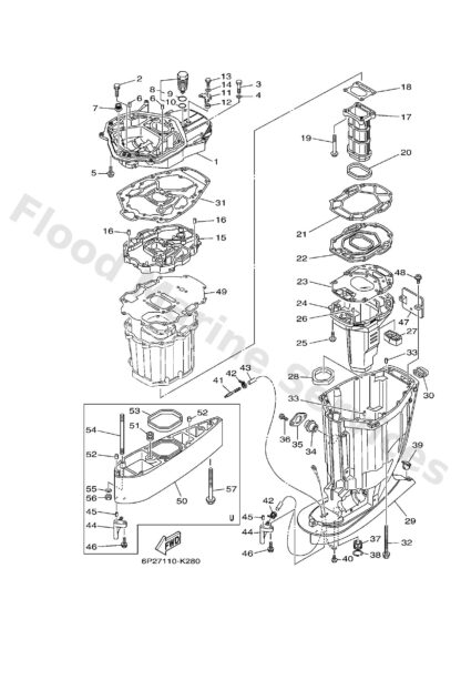 Genuine Yamaha 69J45111108D - Casing, upper - Supplied by Flood Marine