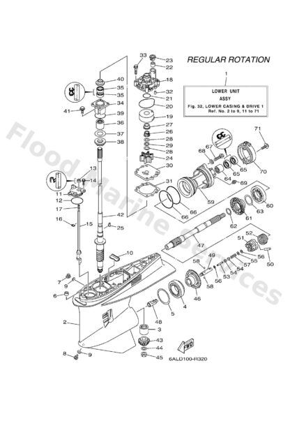 Genuine Yamaha 69J45300248D - Lower unit assy - Supplied by Flood Marine