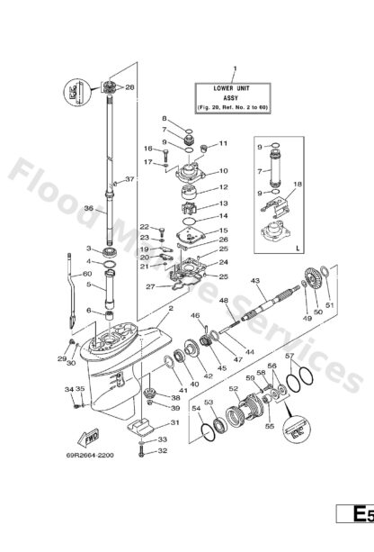Genuine Yamaha 69P45300004D - Lower unit assy - Supplied by Flood Marine