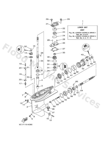 Genuine Yamaha 69W45301008D - Casing, lower - Supplied by Flood Marine