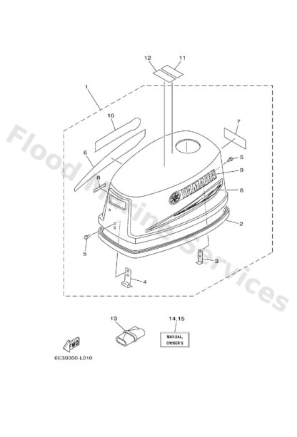 Genuine Yamaha 6E3426784000 - Graphic, rear - Supplied by Flood Marine