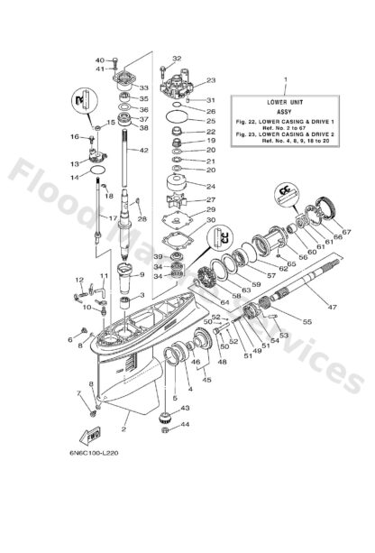 Genuine Yamaha 6E545301078D - Casing, lower - Supplied by Flood Marine