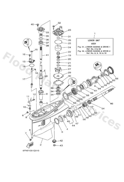 Genuine Yamaha 6E54530107NA - Casing, lower - Supplied by Flood Marine