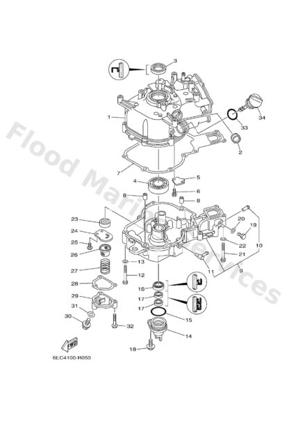 Genuine Yamaha 6EEE5111001S - Crankcase 1 - Supplied by Flood Marine