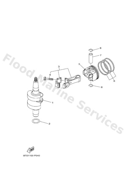 Genuine Yamaha 6EGE16361000 - Piston (0.50mm o/s - Supplied by Flood Marine