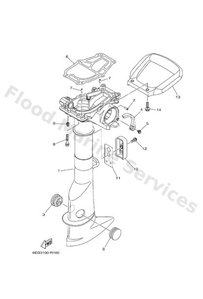 Genuine Yamaha 6EGG5111008D - Casing, upper - Supplied by Flood Marine