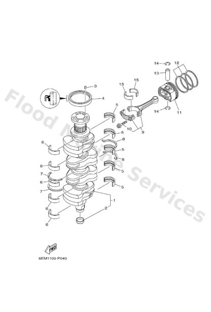 Genuine Yamaha 6EK116350000 - Piston (0.25mm o/s) - Supplied by Flood Marine