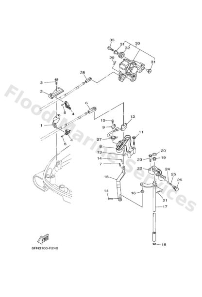 Genuine Yamaha 6EK441200000 - Handle gear shift assy - Supplied by Flood Marine