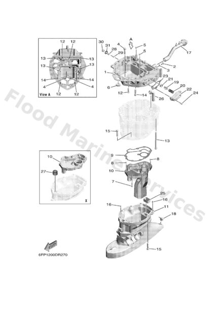 Genuine Yamaha 6EK45111008D - Casing, upper - Supplied by Flood Marine