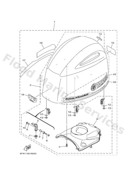 Genuine Yamaha 6FA426100000 - Top cowling assy (6fa) - Supplied by Flood Marine