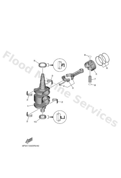 Genuine Yamaha 6FM116360000 - Piston (0.50mm o/s) - Supplied by Flood Marine